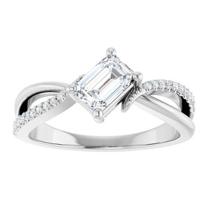 14K White Gold 6x4 mm Emerald Ring Mounting – image 5
