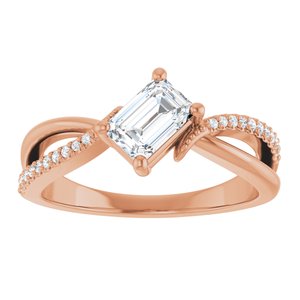 14K Rose Gold 6x4 mm Emerald Ring Mounting – image 5