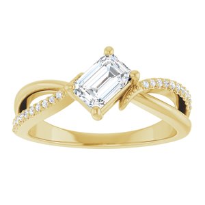 14K Yellow Gold 6x4 mm Emerald Ring Mounting – image 5