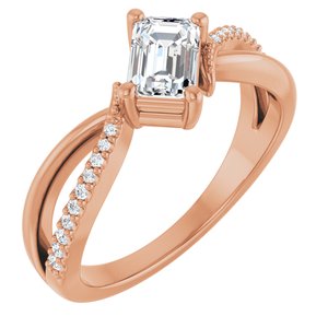 10K Rose Gold 6x4 mm Emerald Ring Mounting