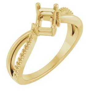 18K Yellow Gold 6x4 mm Emerald Ring Mounting – image 2