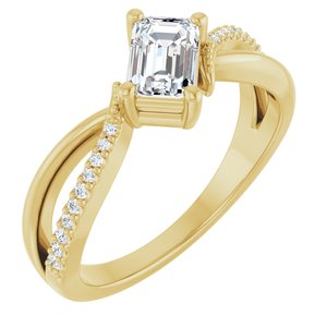 14K Yellow Gold 6x4 mm Emerald Ring Mounting