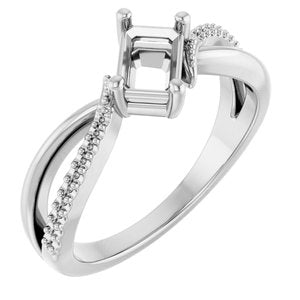 14K White Gold 6x4 mm Emerald Ring Mounting – image 2