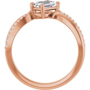 10K Rose Gold 6x4 mm Emerald Ring Mounting – image 3