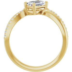 18K Yellow Gold 6x4 mm Emerald Ring Mounting – image 3