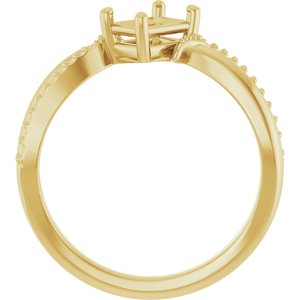 14K Yellow Gold 6x4 mm Emerald Ring Mounting – image 4