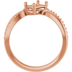 14K Rose Gold 6x4 mm Emerald Ring Mounting – image 4