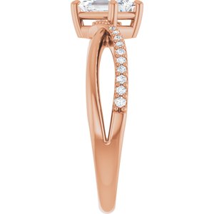 10K Rose Gold 6x4 mm Emerald Ring Mounting – image 7