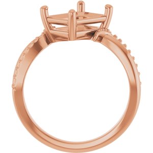 14K Rose Gold 9x7 mm Emerald Ring Mounting – image 4