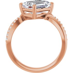 14K Rose Gold 9x7 mm Emerald Ring Mounting – image 3