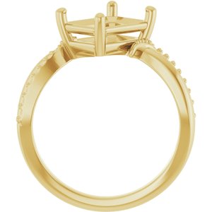 14K Yellow Gold 9x7 mm Emerald Ring Mounting – image 4