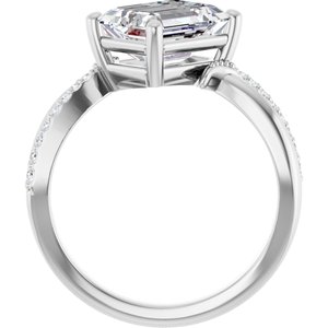 18K White Gold 9x7 mm Emerald Ring Mounting – image 3