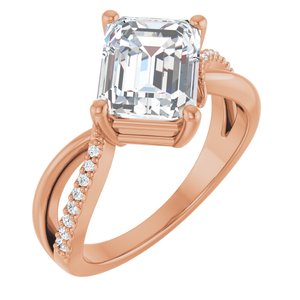 10K Rose Gold 9x7 mm Emerald Ring Mounting
