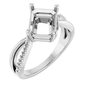 14K X1 White Gold 9x7 mm Emerald Ring Mounting – image 2