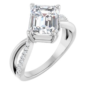Platinum 9x7 mm Emerald Ring Mounting