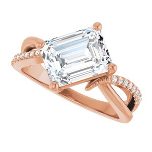 10K Rose Gold 9x7 mm Emerald Ring Mounting – image 8