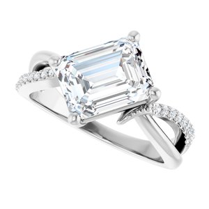 18K White Gold 9x7 mm Emerald Ring Mounting – image 8