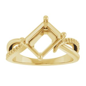 18K Yellow Gold 9x7 mm Emerald Ring Mounting – image 6