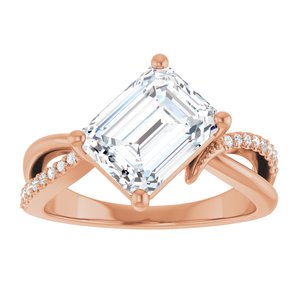 10K Rose Gold 9x7 mm Emerald Ring Mounting – image 5