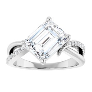 18K White Gold 9x7 mm Emerald Ring Mounting – image 5