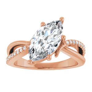 18K Rose Gold 13x6.5 mm Marquise Ring Mounting – image 5