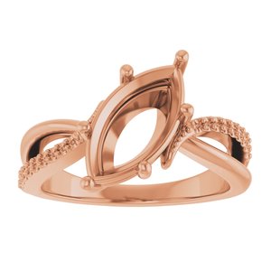 14K Rose Gold 13x6.5 mm Marquise Ring Mounting – image 6