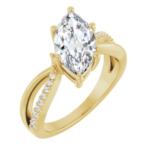 14K Yellow Gold 13x6.5 mm Marquise Ring Mounting