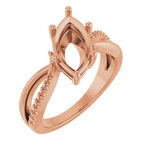 14K Rose Gold 13x6.5 mm Marquise Ring Mounting – image 2