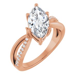 18K Rose Gold 13x6.5 mm Marquise Ring Mounting