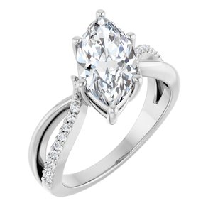 14K X1 White Gold 13x6.5 mm Marquise Ring Mounting