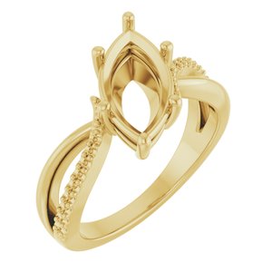 10K Yellow Gold 13x6.5 mm Marquise Ring Mounting – image 2