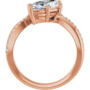18K Rose Gold 13x6.5 mm Marquise Ring Mounting – image 3