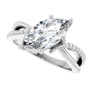 10K White Gold 13x6.5 mm Marquise Ring Mounting – image 8