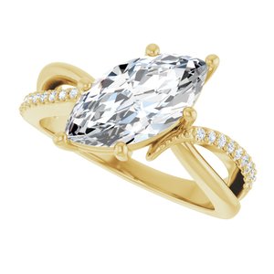10K Yellow Gold 13x6.5 mm Marquise Ring Mounting – image 8