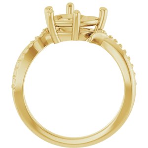 14K Yellow Gold 9x9 mm Heart Ring Mounting – image 4