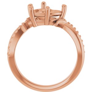 18K Rose Gold 9x9 mm Heart Ring Mounting – image 4