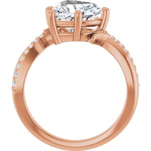 18K Rose Gold 9x9 mm Heart Ring Mounting – image 3