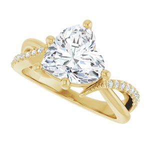 14K Yellow Gold 9x9 mm Heart Ring Mounting – image 8