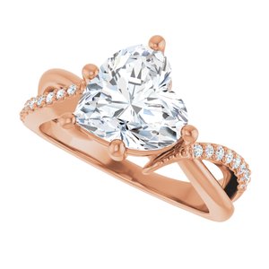 18K Rose Gold 9x9 mm Heart Ring Mounting – image 8