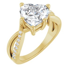 14K Yellow Gold 9x9 mm Heart Ring Mounting