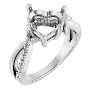 Sterling Silver 9x9 mm Heart Ring Mounting – image 2