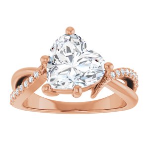 18K Rose Gold 9x9 mm Heart Ring Mounting – image 5