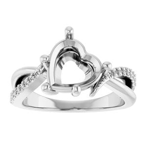 Platinum 9x9 mm Heart Ring Mounting – image 6