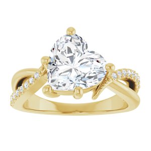 10K Yellow Gold 9x9 mm Heart Ring Mounting – image 5
