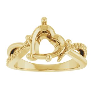 10K Yellow Gold 9x9 mm Heart Ring Mounting – image 6