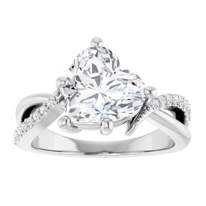 14K X1 White Gold 9x9 mm Heart Ring Mounting – image 5