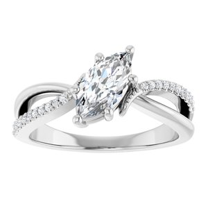 10K White Gold 9x4.5 mm Marquise Ring Mounting – image 5