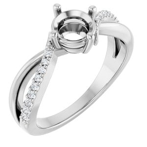 14K White Gold 6 mm Round 1/10 CTW Lab-Grown Diamond Semi-Set Ring – image 2