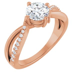 14K Rose Gold 6 mm Round 1/10 CTW Natural Diamond Semi-Set Ring