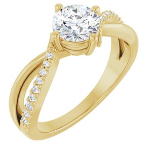14K Yellow Gold 6 mm Round 1/10 CTW Natural Diamond Semi-Set Ring